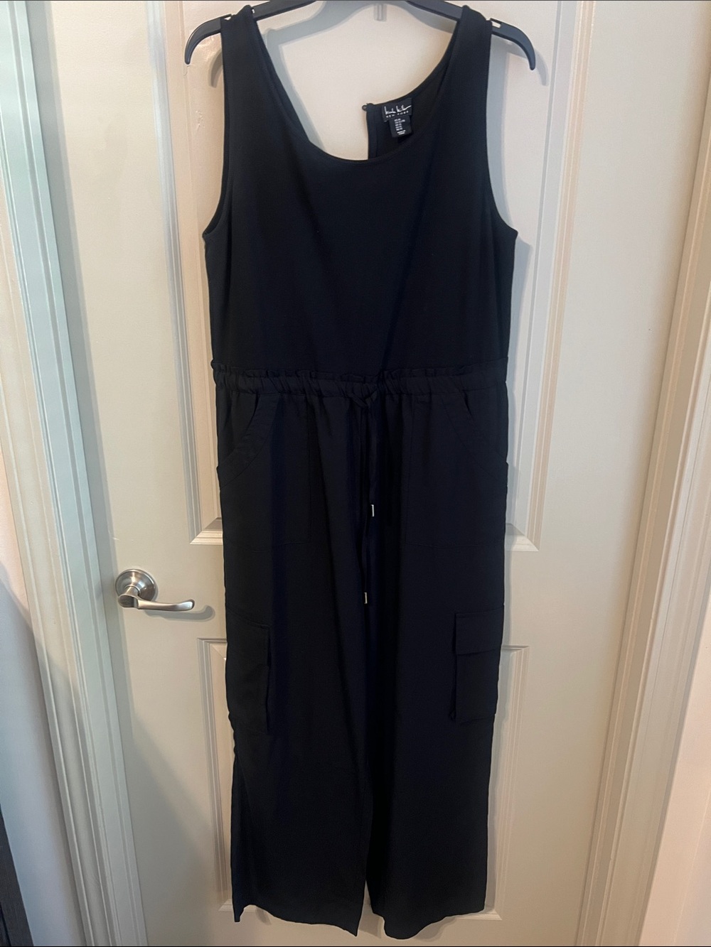 Nicole Miller Black Sleeveless Cargo Jumpsuit